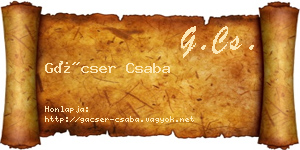 Gácser Csaba névjegykártya